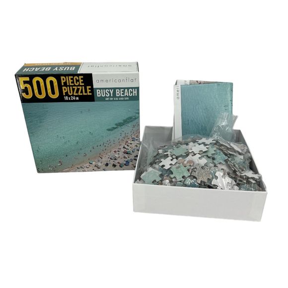 14354 Busy Beach 500 Piece Puzzle 18 x 24 - Picture 1 of 4